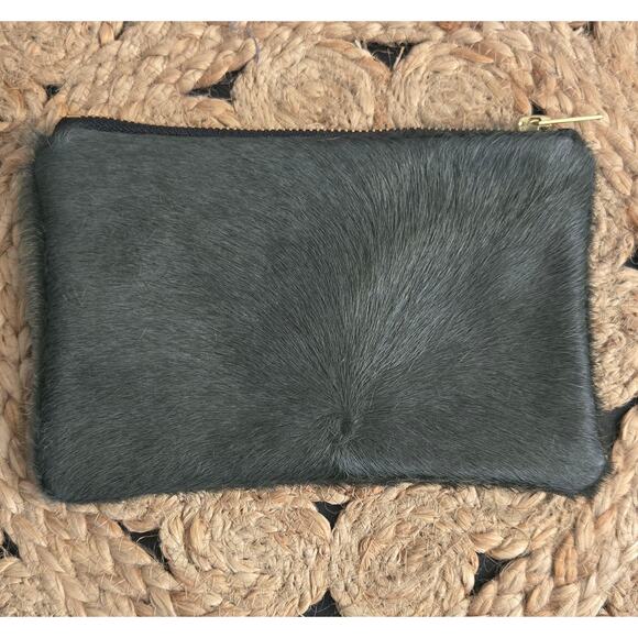 Parker & Hyde Bazillion Cowhide Charcoal Grey Compact Clutch - Picture 2 of 8